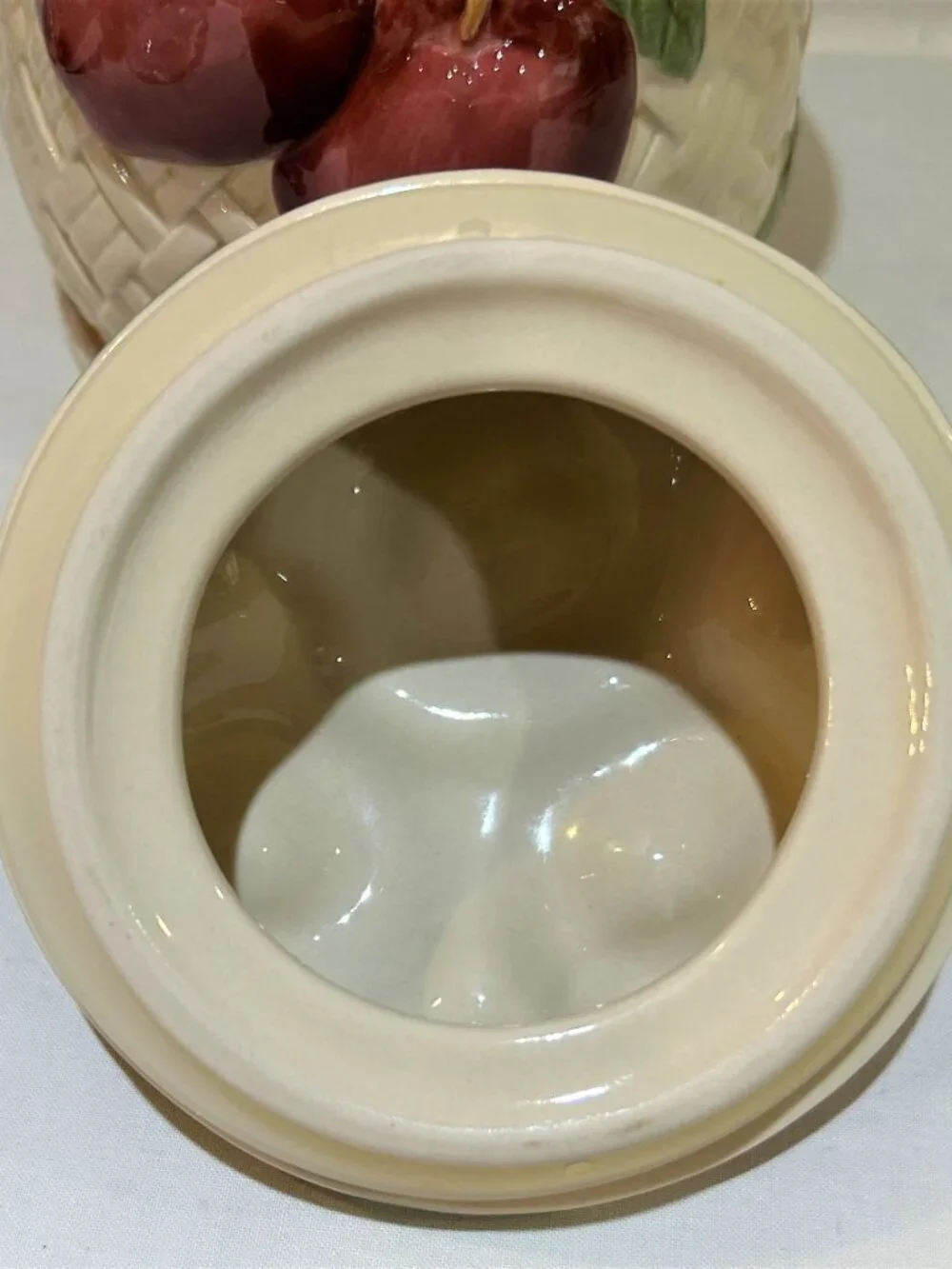 Vintage Franciscan Ceramic Pottery Sculpted Apple Cookie Jar made in Thailand